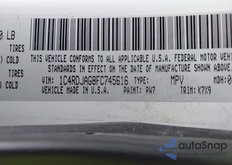 2015 Dodge Durango Sxt from USA, damaged, VIN 1C4RDJAG8FC745616